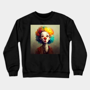 Colorful clown face with big hair. Crewneck Sweatshirt